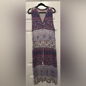 Lucky Brand Blue and Red Paisley Maxi Dress
